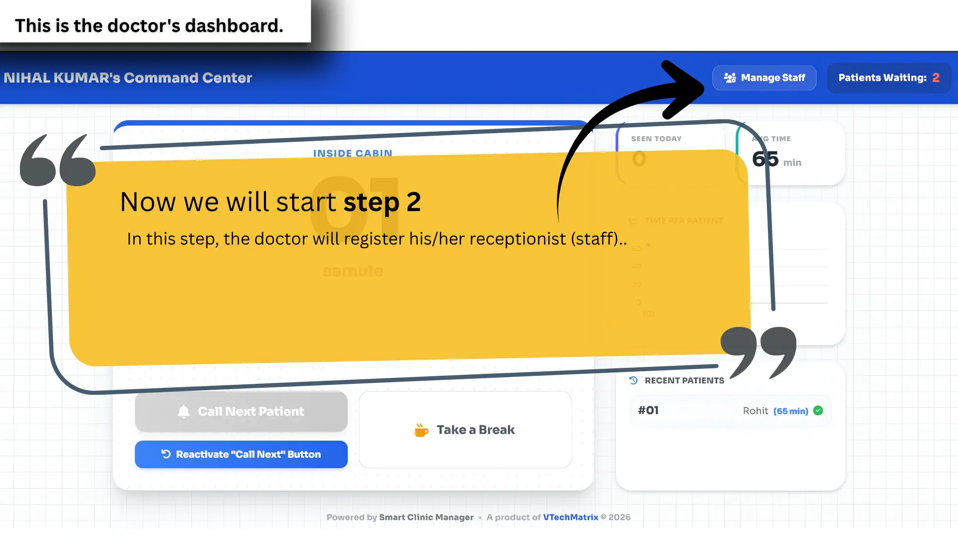 Doctor Dashboard Add Receptionist Staff