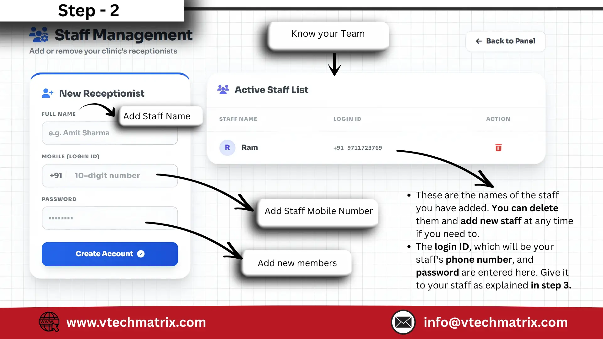 Manage Clinic Staff and Receptionist Access