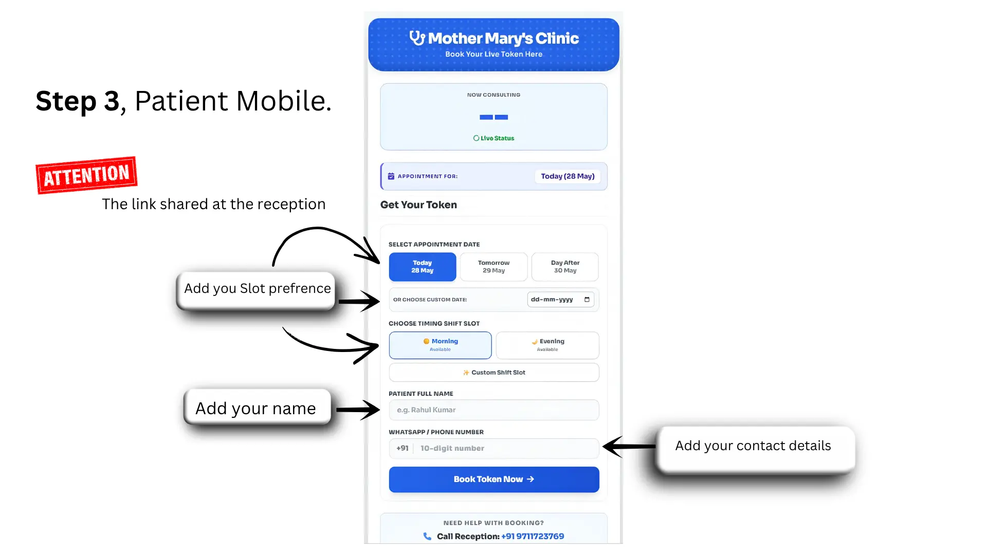 Patient Mobile Live Token Booking Online