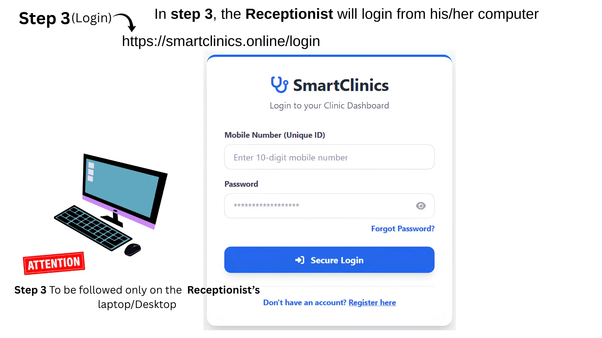 Receptionist Dashboard Secure Login Portal